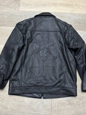 Disneyland 60th Anniversary Leather Jacket Large Embossed Soft Mickey Mouse NWOT